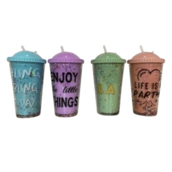 Vaso Frases con Pico Rebatible. Glitter.