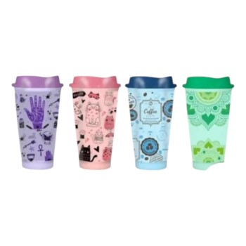 Vaso Soft Deco Dibujos Tapa Color.