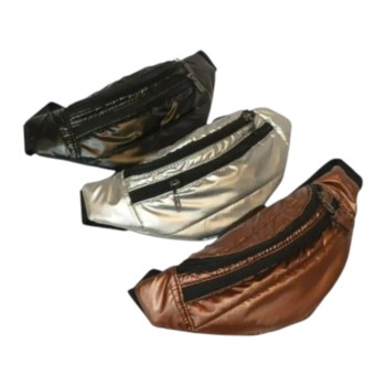 Riñonera Matelassé Metalizado - 3 cierres.