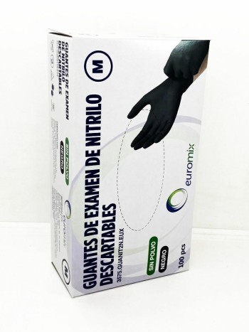 CAJA DE GUANTES NEGRO TALLE M 100U