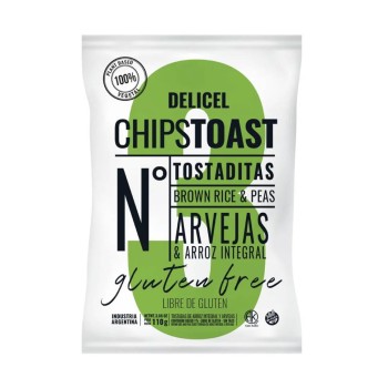 DELICEL - Chiptoast arroz integral y arvejas paq. x 110 grs