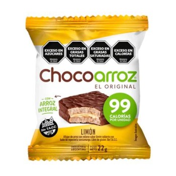 CHOCOARROZ - Alfajor relleno Limón y baño choco negro (30 unid. x 22 grs)