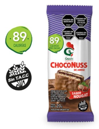CHOCONUSS - Oblea de arroz rellena Nougat y baño choco negro (24 unid. x 20 grs)