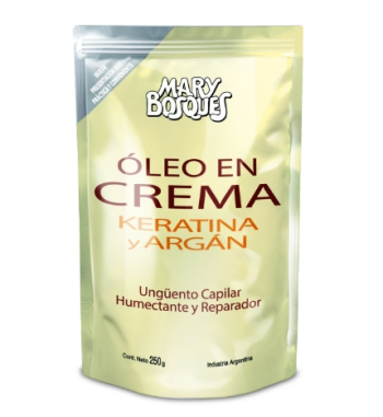 MARY BOSQUES ÓLEO EN CREMA KERATINA Y ARGÁN DOYPACK X 250G 