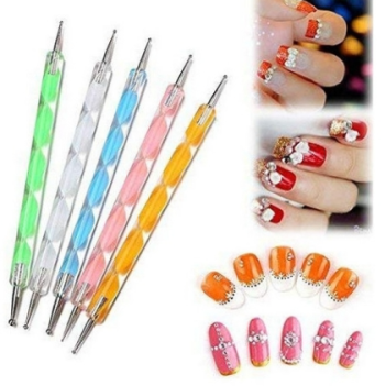 Set X 5 Pinceles Dotting Decoración De Uñas Puntero Nail Art