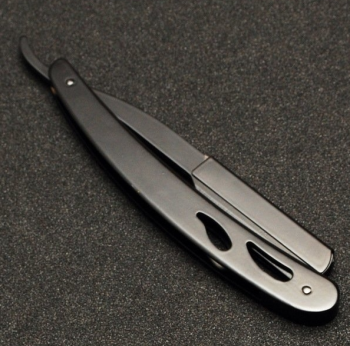 Navaja Barbero Peluqueria Acero plateado negro 3 Cuerpos