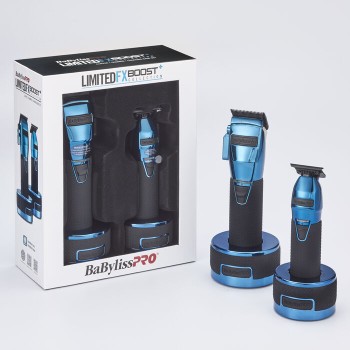 BaByliss PRO Limited BLUEFX Boost+ Clipper & Trimmer Set with Charging Base