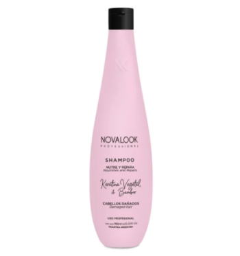 novalook shampoo keratina vegetal y bamboo 760ml para cabellos dañado keratina vegetal