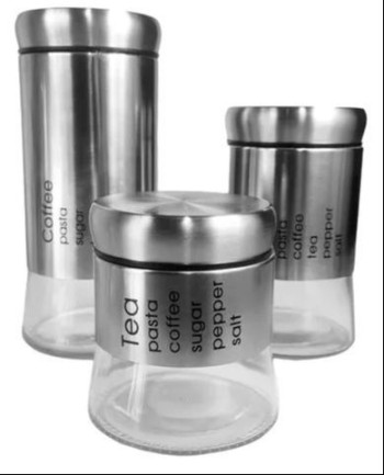 SET 3PCS FRASCOS METÁLICOS