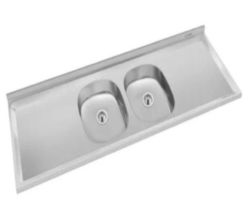 MESADA DE ACERO INOX 2 BACHAS 1,40 MTS