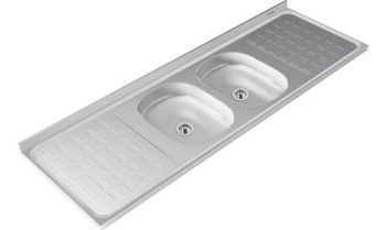 MESADA DE ACERO INOX 2 BACHAS 1,60 MTS