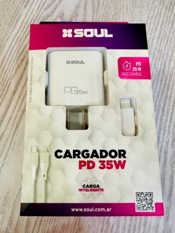 Cargador iPhone Soul 35W Tipo C a Lightning