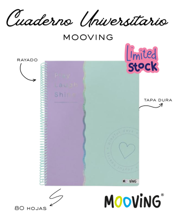 CUADERNO UNIVERSITARIO MOOVING PASTEL BLOCK RAYADOX 80HOJAS