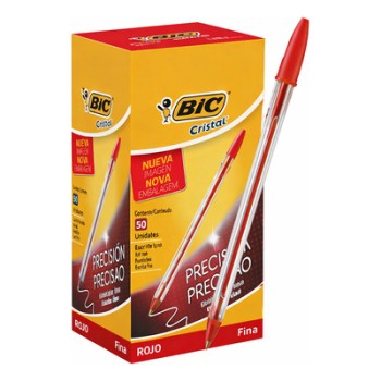 BOLIGRAFO BIC CRISTAL TRAZO FINO 07 ROJO