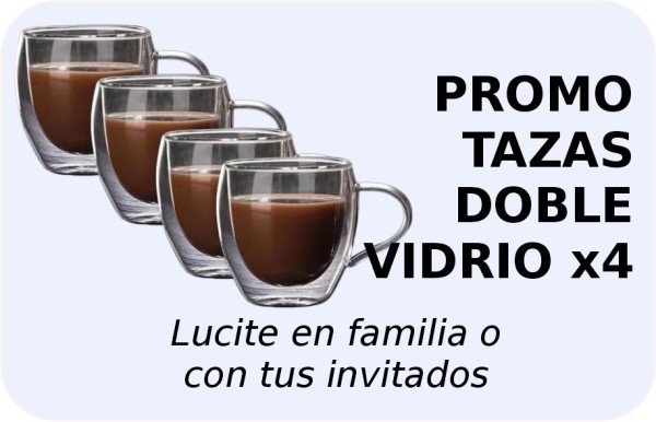 Combo x 4 Vaso Taza Café doble vidrio