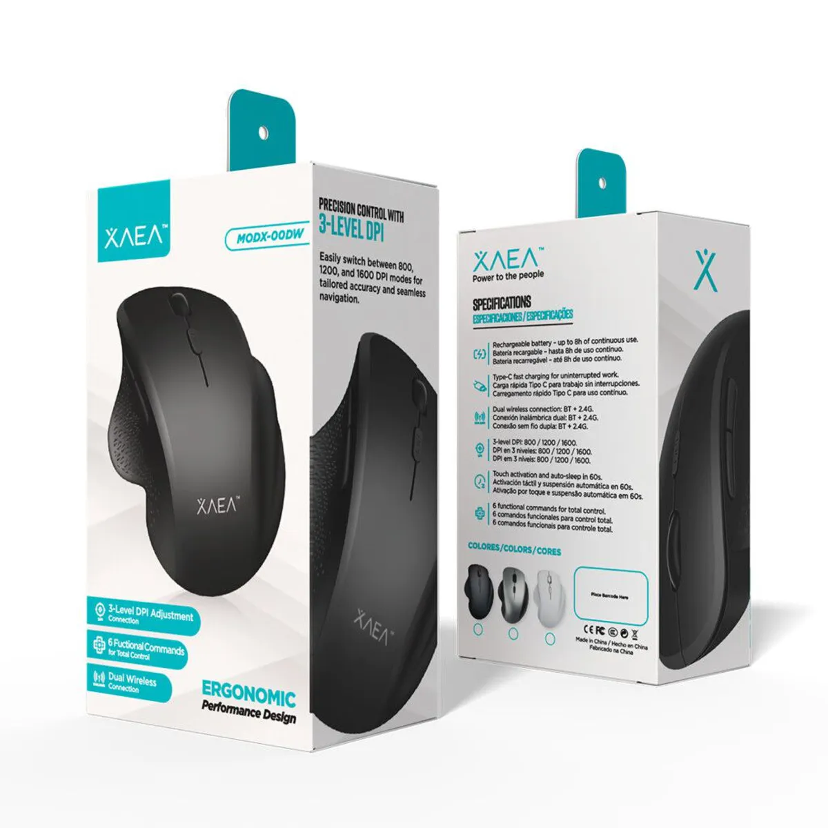 MOUSE ERGONOMICO INALAMBRICO + BT RECARGABLE