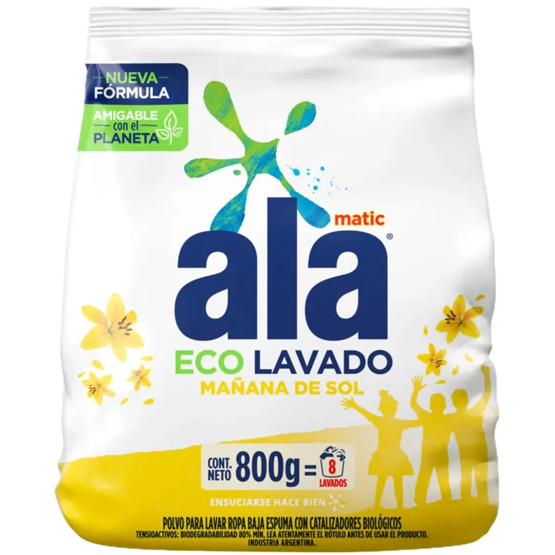 Jabon polvo p/ ropa 800g matic mañana de sol Ala (24)
