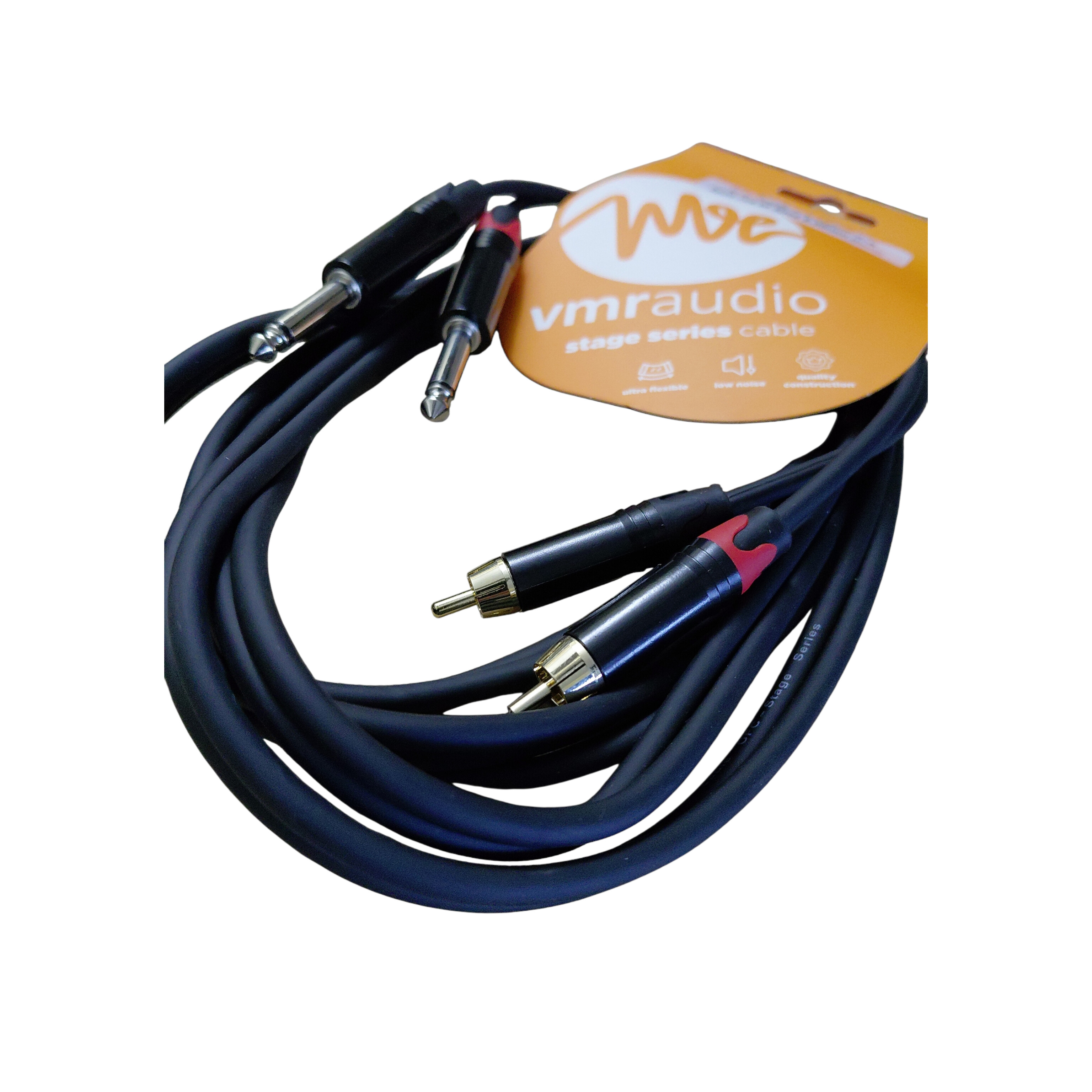 GMX23  CABLE DE AUDIO 2 RCA MACHO a 2 PLUG 6.35 X 3 METROS
