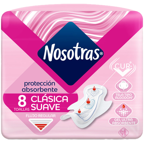 Toallitas femeninas 8u clasica suave c/ alas Nosotras (30)