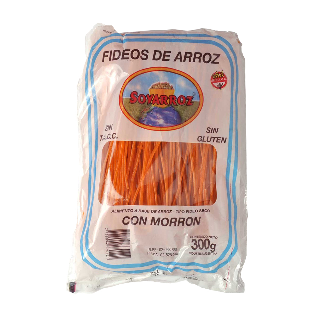 FIDEOS DE ARROZ DE MORRON X 300 GRS SOYARROZ
