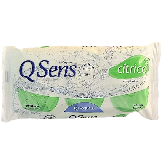 Jabon tocador 3u 90g citrico Qsens (40)
