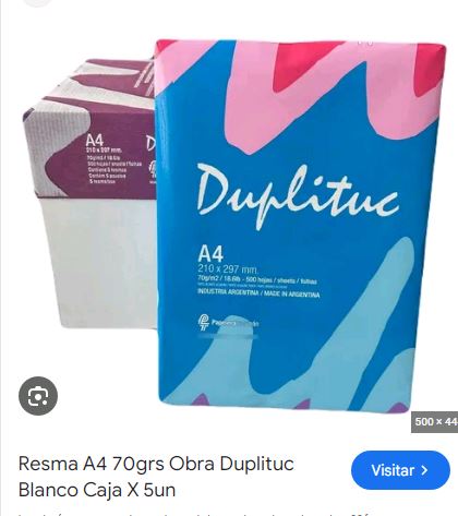Resma A4 70 gr caja 5u 2500 hojas