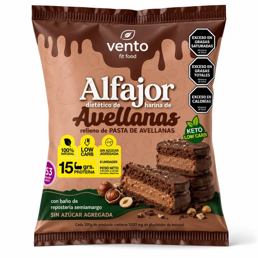 ALFAJOR DE AVELLANAS C/CHOC. NEGRO KETO x 50g VENTO FIT