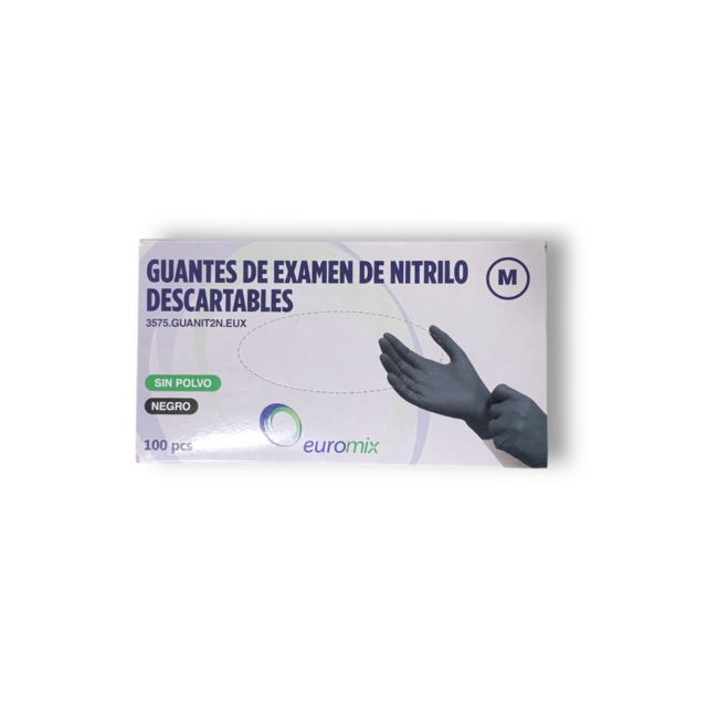 guantes nitrilo negro euromix talle M