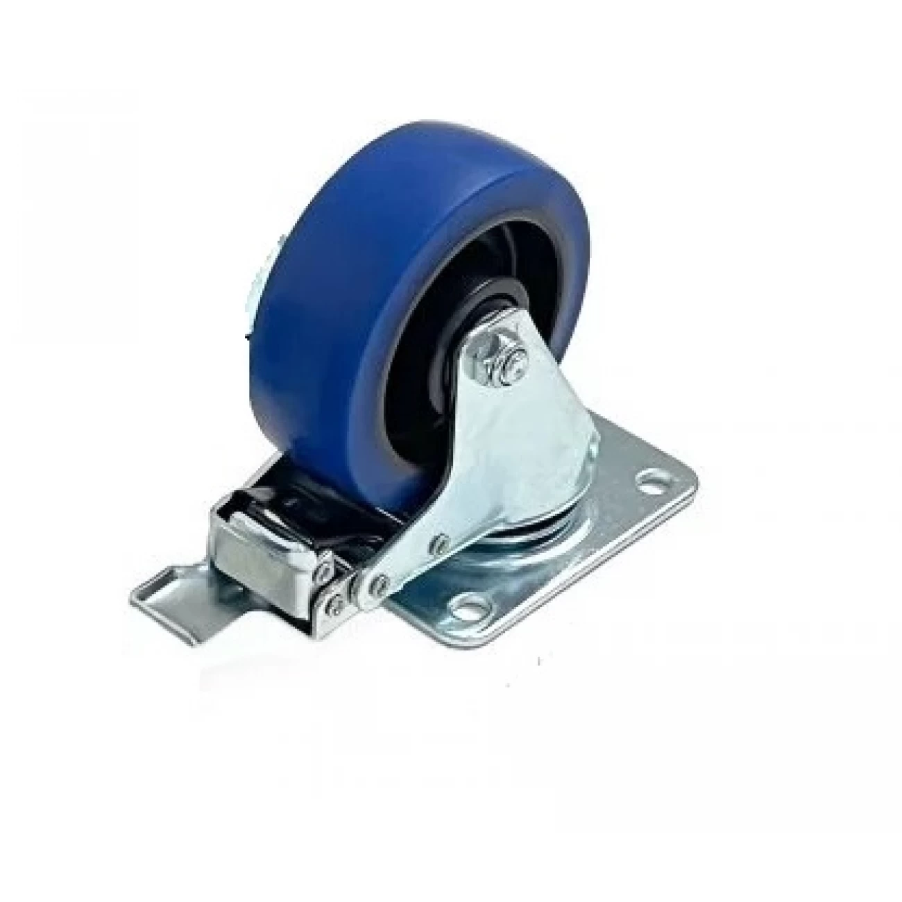 W9007-RUEDA GIRATORIA AZUL CON FRENO DE 100 MM