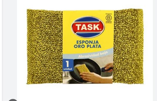 ESPONJA TASK FIBRA ABRASIVIDAD BAJA ORO-PLATA