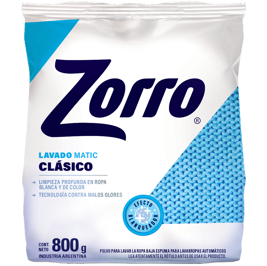 Jabon polvo p/ ropa 800g matic clasico Zorro (36)