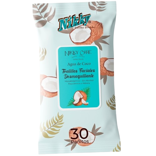 Toallitas desmaquillantes 30u agua de coco Nikky Care (6)