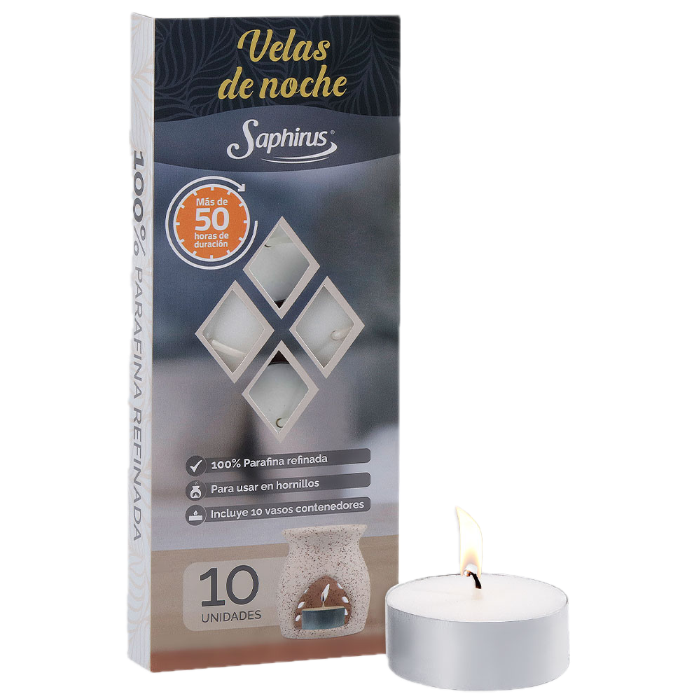 Velas noche 10u blancas Saphirus