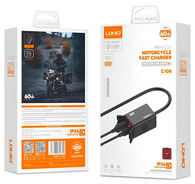 Cargador para Moto60w con cable tipo C