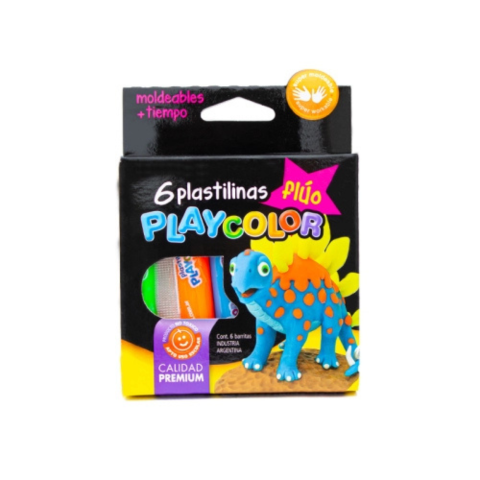 PLASTILINA COLORES FLUOR X 6 UND PLAYCOLOR