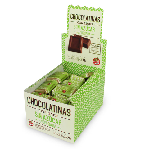 CHOCOLATINAS CON LECHE S/AZUCAR X 5 GR COLONIAL