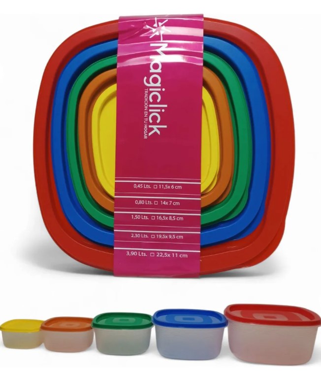Tupper plástico x 5 - MAGICLICK
