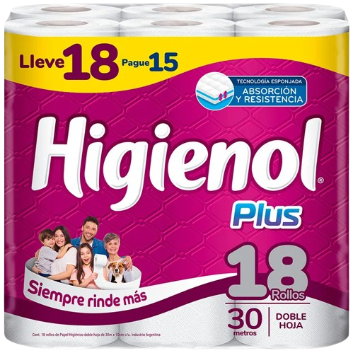 Papel higienico 18x30mts d/h plus Higienol (2)