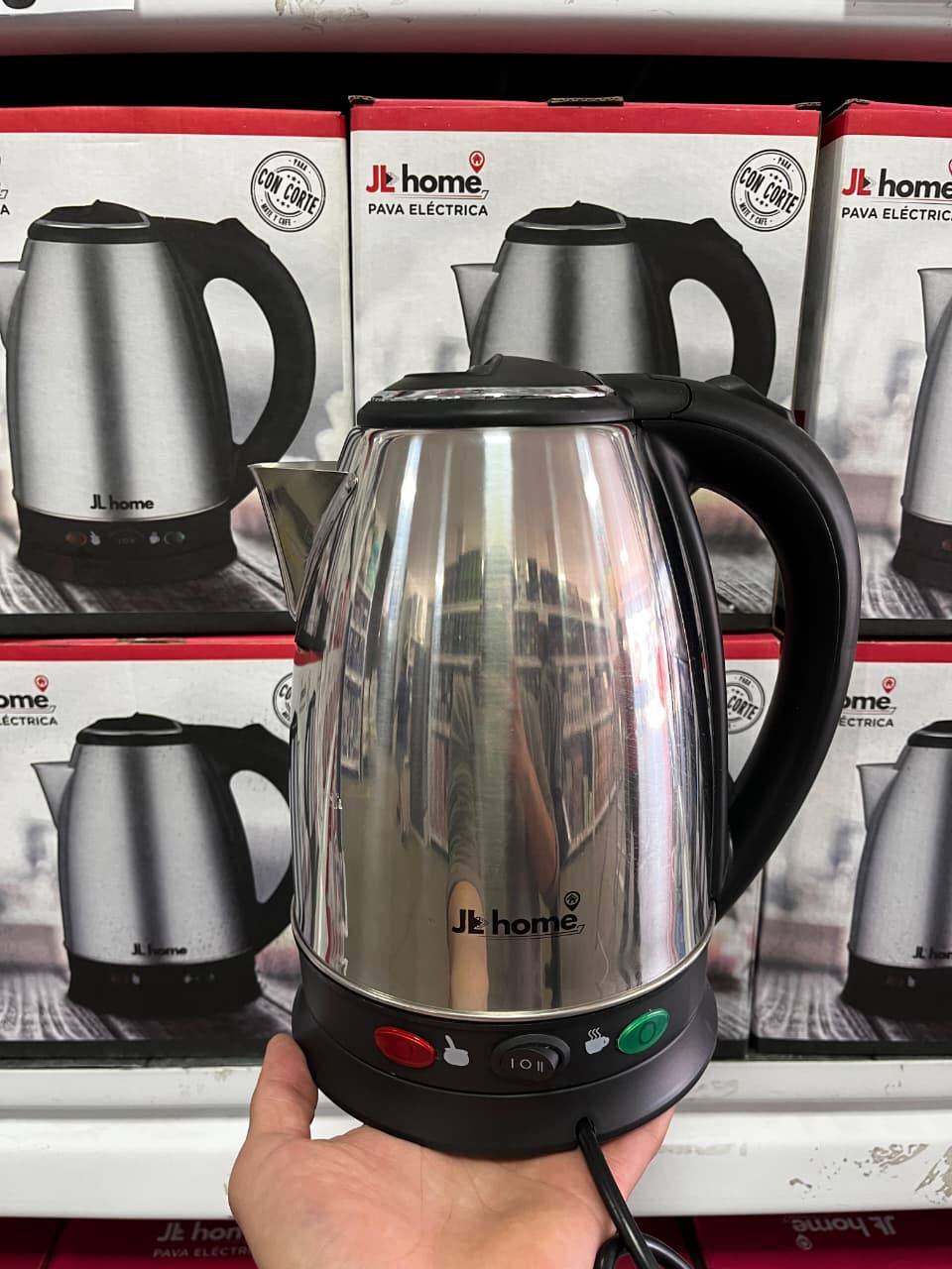 Pava eléctrica de acero inóxidable 1.8 litros con corte - JL HOME