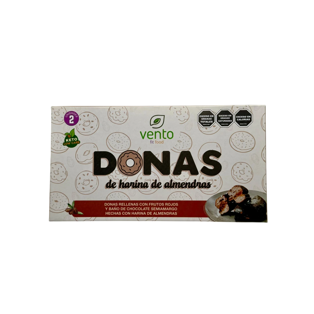 DONAS BAÑADAS EN CHOC. RELLENAS DE F. ROJOS KETO x 50g VENTO FIT