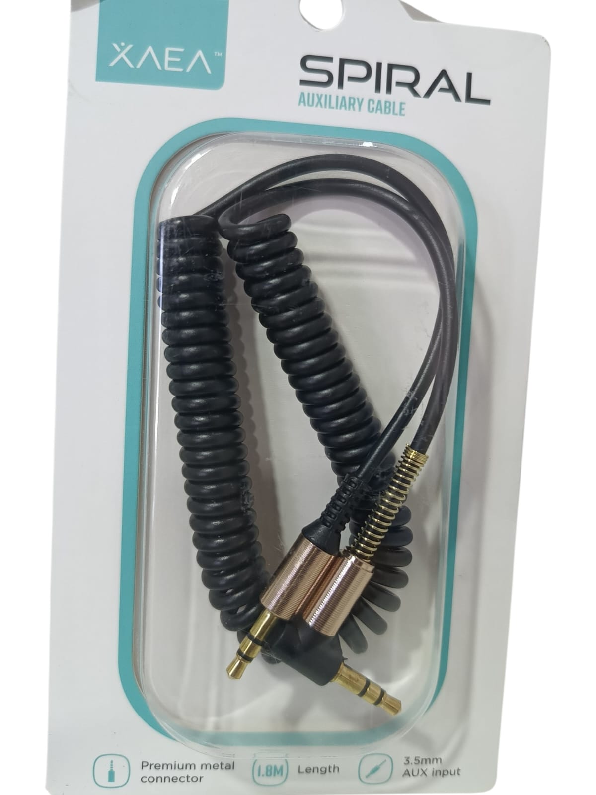 CABLE AUX 3,5 – 1,8 METROS ESPIRAL,NEGRO