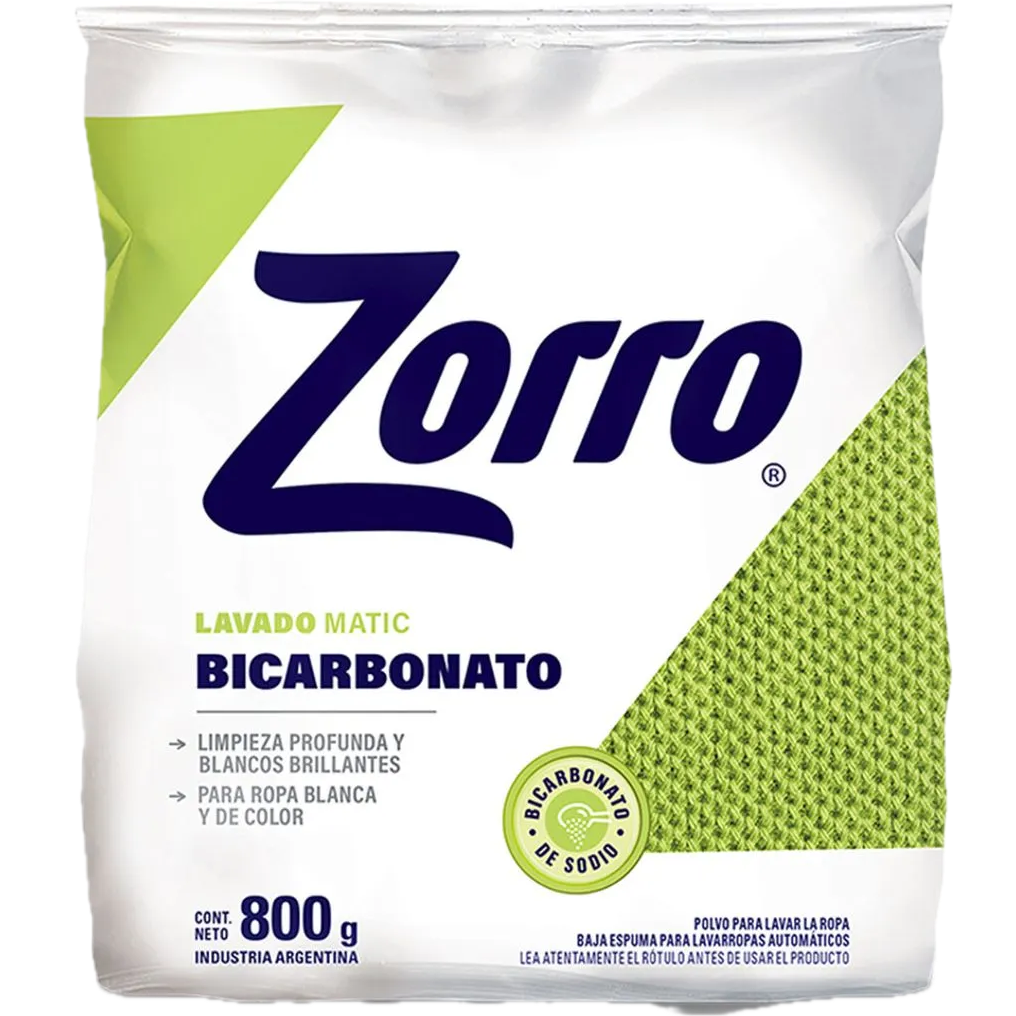 Jabon polvo p/ ropa 800g matic bicarbonato Zorro (20)