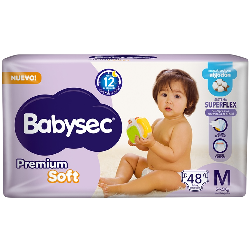 Pañal baby M 48u premium soft Babysec (4)
