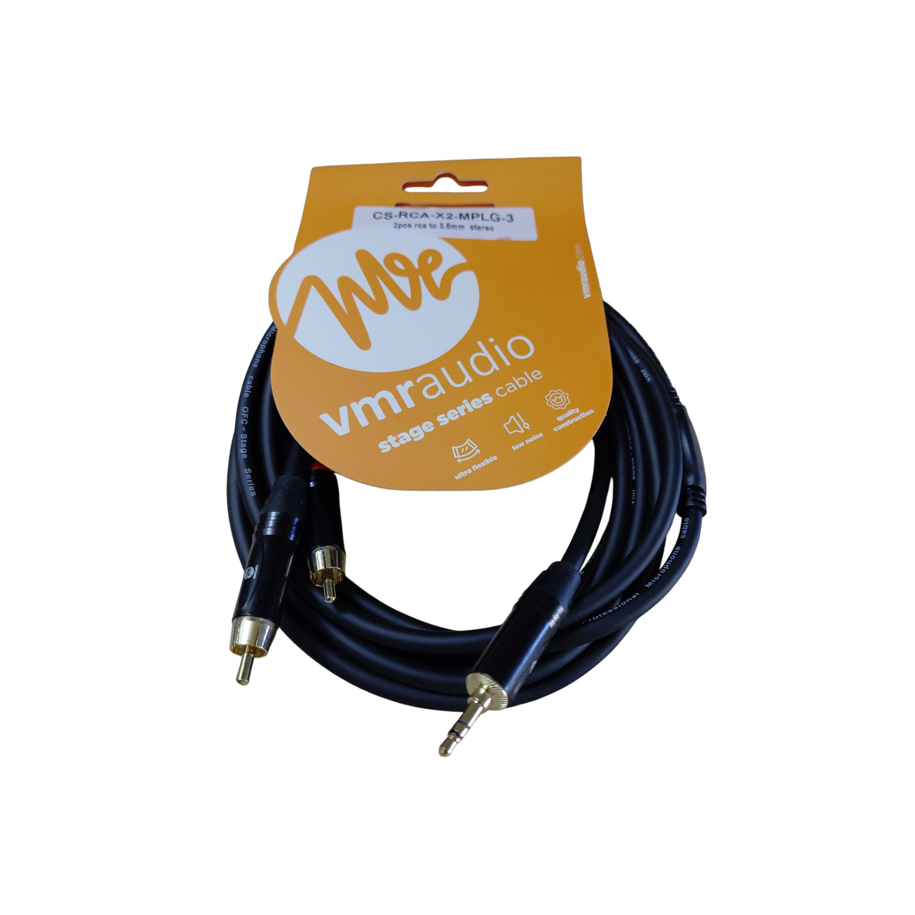 MPLG3 CABLE DE AUDIO 2 RCA MACHO a 1 MiniPLUG 3.5 X 3 METROS