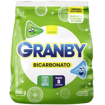 Jabon polvo p/ ropa 800g matic bicarbonato limon Granby (24)