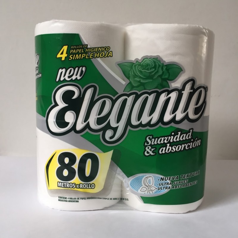 PAPEL HIGIENICO ELEGANTE 4U verde 80mt ( cod 916 )
