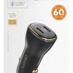 Cargador de auto CARGA RAPODA LDNIO C104 de 60W.