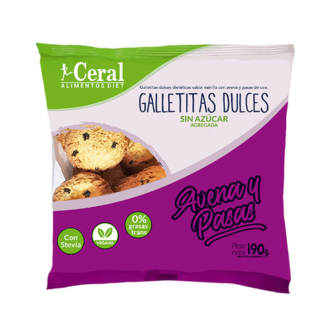 GALLETAS LIGHT AVENA Y PASAS X 180 GR  CERAL