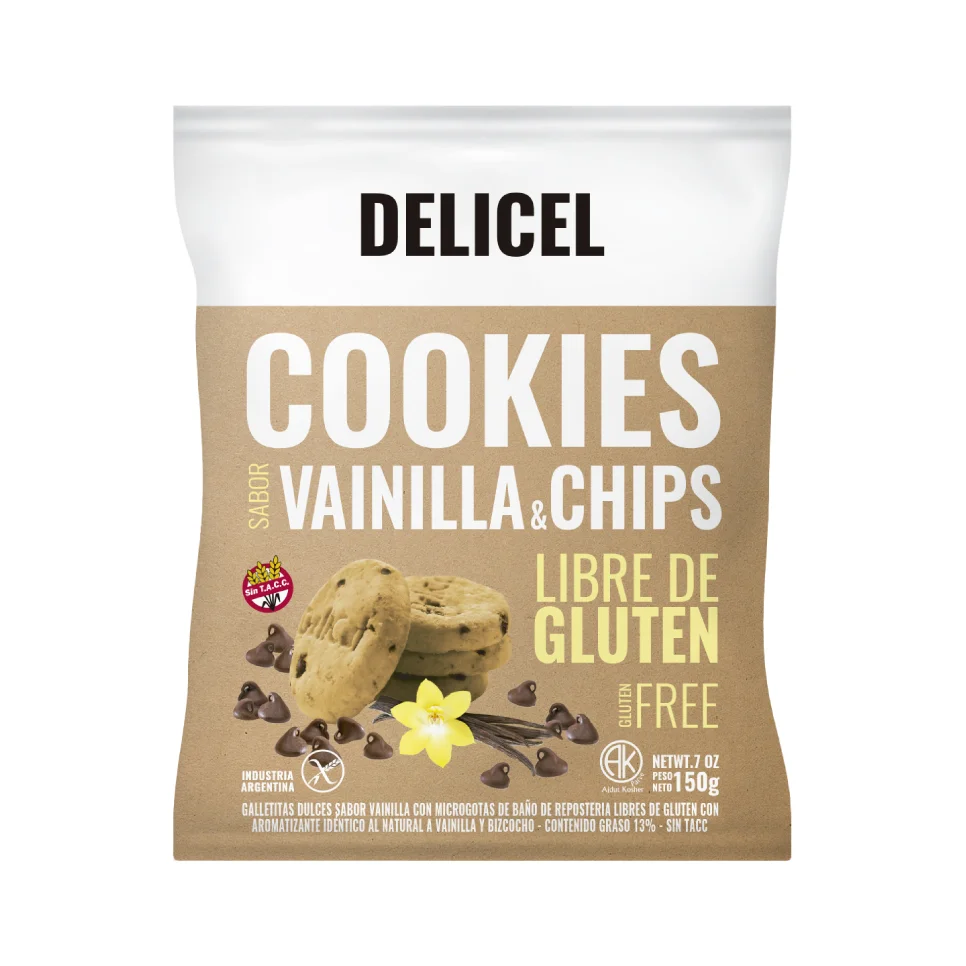GALLETAS VAINILLA & CHIP CHOCOLATE X 200 GR DELICELL