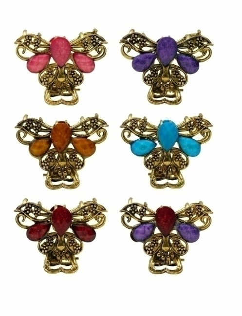 broche dorados 3 diamantes